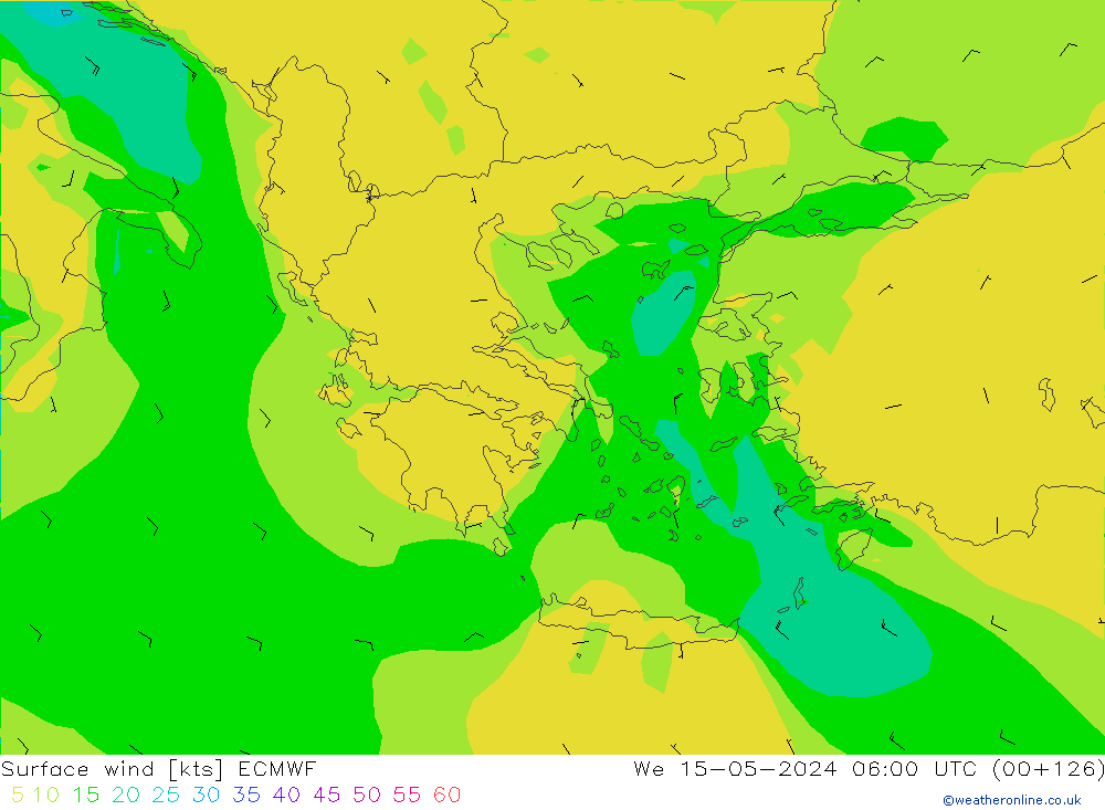 Surface wind ECMWF We 15.05.2024 06 UTC