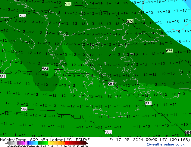 Hoogte/Temp. 500 hPa ECMWF vr 17.05.2024 00 UTC