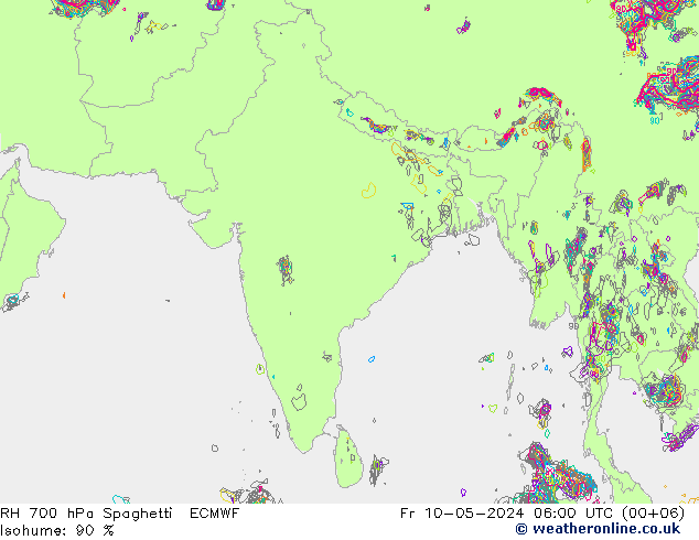RH 700 hPa Spaghetti ECMWF  10.05.2024 06 UTC