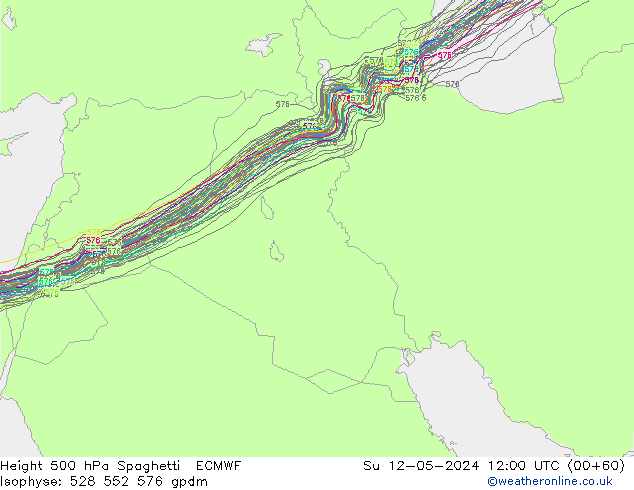 500 hPa Yüksekliği Spaghetti ECMWF Paz 12.05.2024 12 UTC