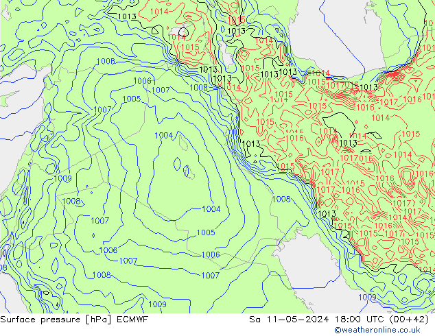 ciśnienie ECMWF so. 11.05.2024 18 UTC