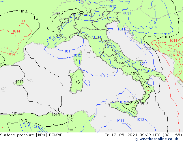 Surface pressure ECMWF Fr 17.05.2024 00 UTC