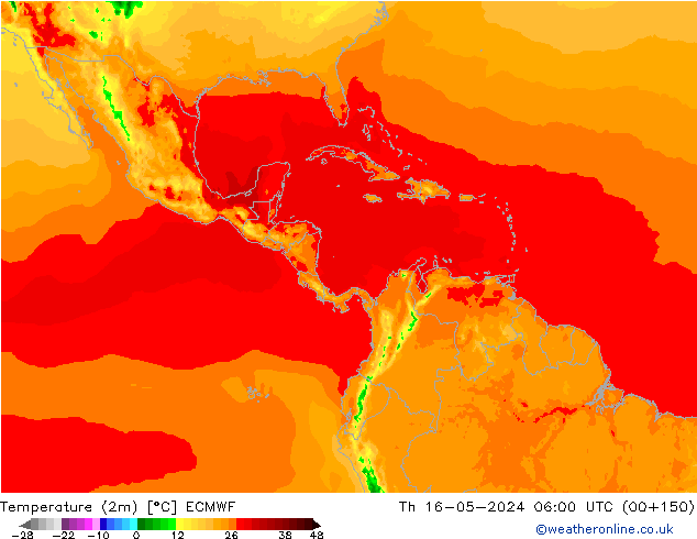 Temperatura (2m) ECMWF jue 16.05.2024 06 UTC