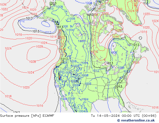 Pressione al suolo ECMWF mar 14.05.2024 00 UTC