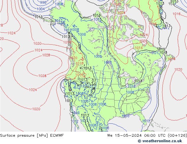 Luchtdruk (Grond) ECMWF wo 15.05.2024 06 UTC