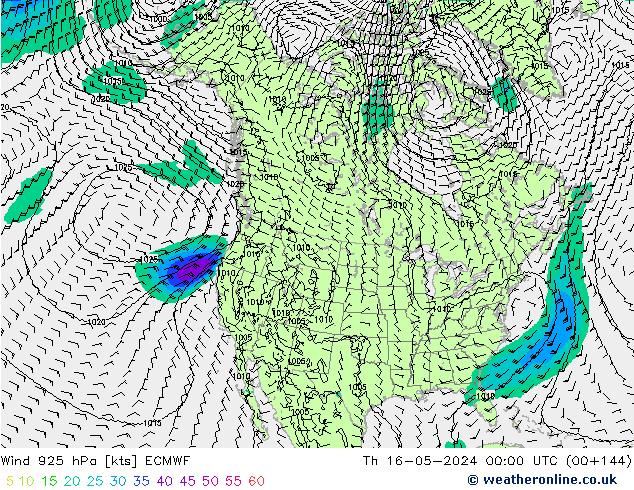 Wind 925 hPa ECMWF Th 16.05.2024 00 UTC