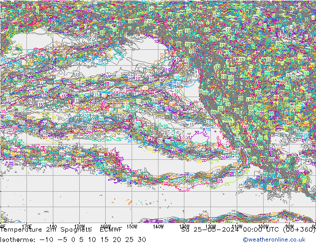 température 2m Spaghetti ECMWF sam 25.05.2024 00 UTC