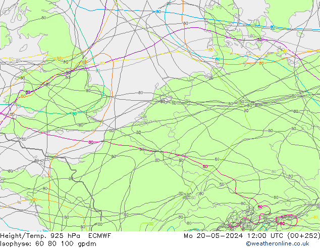 Geop./Temp. 925 hPa ECMWF lun 20.05.2024 12 UTC