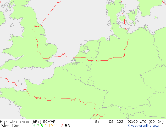 Izotacha ECMWF so. 11.05.2024 00 UTC