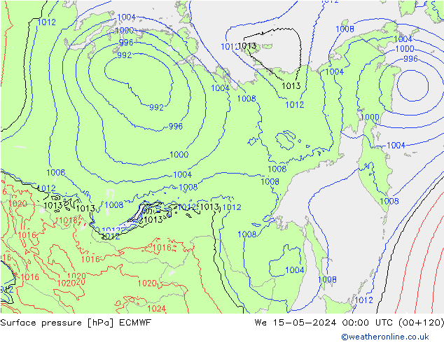 Surface pressure ECMWF We 15.05.2024 00 UTC