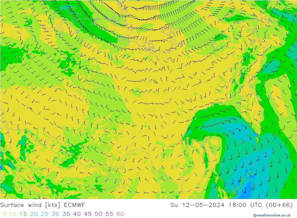 Vent 10 m ECMWF dim 12.05.2024 18 UTC