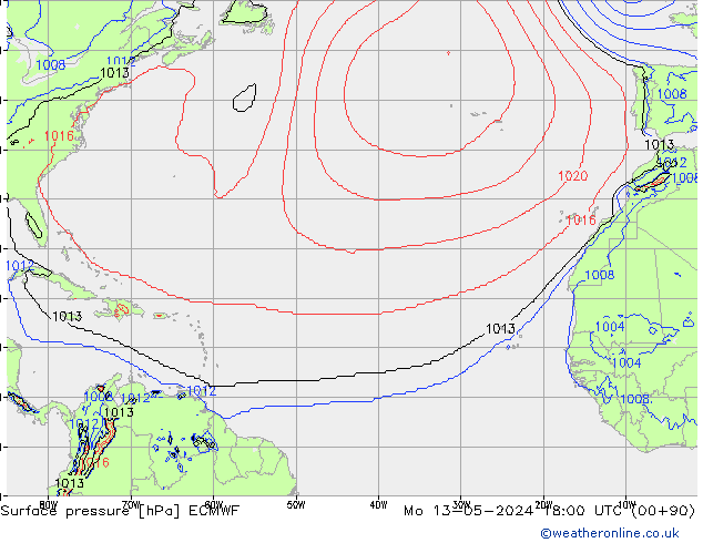 Yer basıncı ECMWF Pzt 13.05.2024 18 UTC