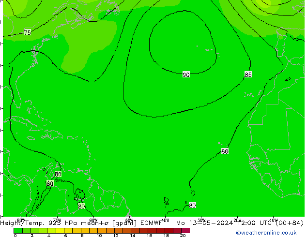 Height/Temp. 925 hPa ECMWF Mo 13.05.2024 12 UTC