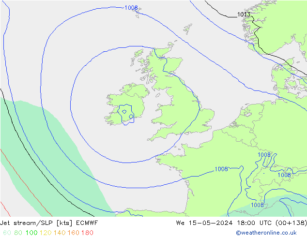 Jet stream/SLP ECMWF We 15.05.2024 18 UTC