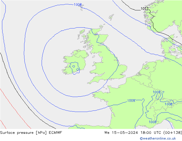 Surface pressure ECMWF We 15.05.2024 18 UTC