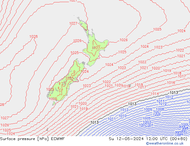 Pressione al suolo ECMWF dom 12.05.2024 12 UTC