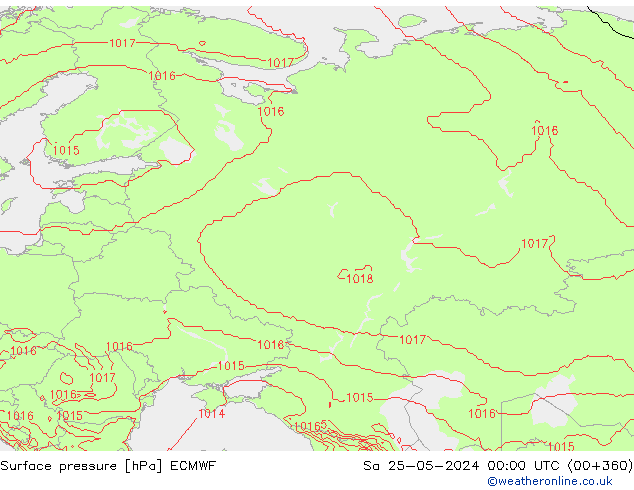 Surface pressure ECMWF Sa 25.05.2024 00 UTC