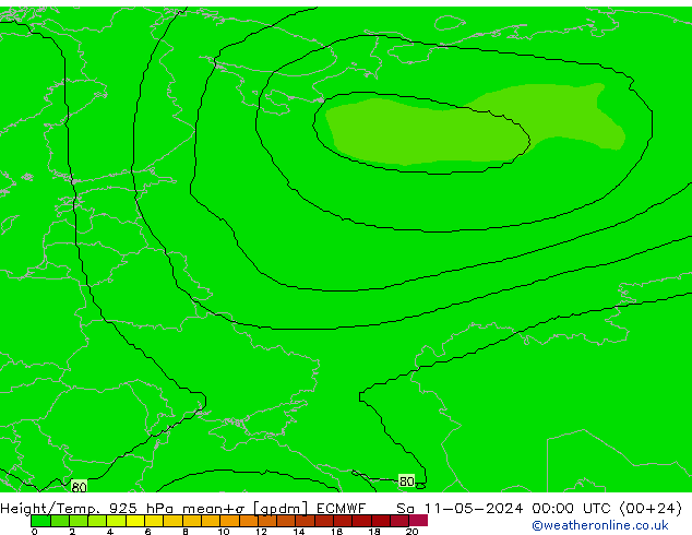 Hoogte/Temp. 925 hPa ECMWF za 11.05.2024 00 UTC