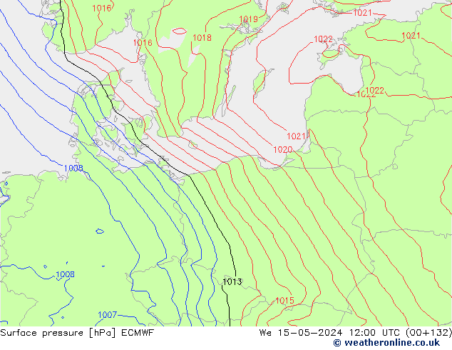 Presión superficial ECMWF mié 15.05.2024 12 UTC