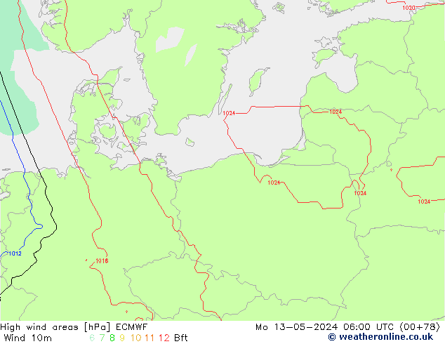 Windvelden ECMWF ma 13.05.2024 06 UTC