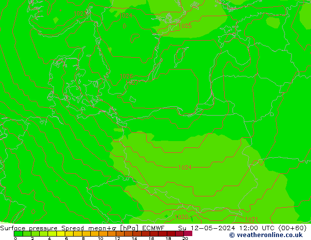 приземное давление Spread ECMWF Вс 12.05.2024 12 UTC