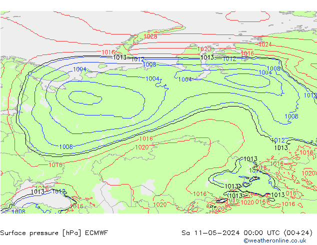 приземное давление ECMWF сб 11.05.2024 00 UTC