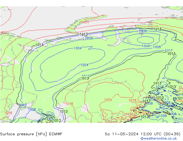 Bodendruck ECMWF Sa 11.05.2024 12 UTC