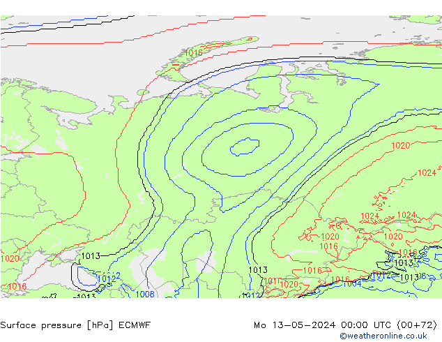 Surface pressure ECMWF Mo 13.05.2024 00 UTC