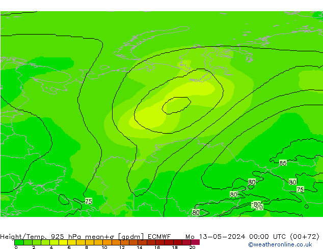 Height/Temp. 925 hPa ECMWF lun 13.05.2024 00 UTC