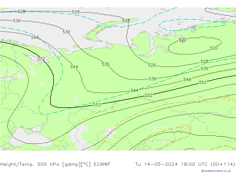 Height/Temp. 500 hPa ECMWF  14.05.2024 18 UTC