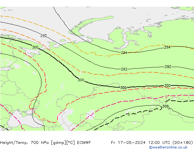 Hoogte/Temp. 700 hPa ECMWF vr 17.05.2024 12 UTC