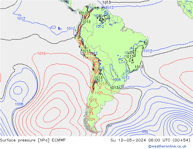 Luchtdruk (Grond) ECMWF zo 12.05.2024 06 UTC