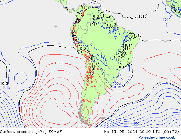 pression de l'air ECMWF lun 13.05.2024 00 UTC