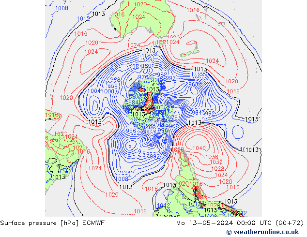 ciśnienie ECMWF pon. 13.05.2024 00 UTC