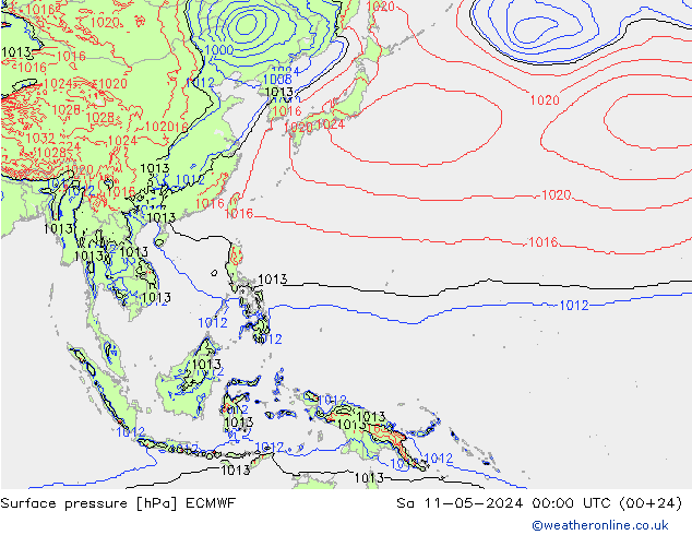 Surface pressure ECMWF Sa 11.05.2024 00 UTC