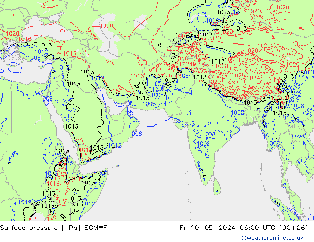 地面气压 ECMWF 星期五 10.05.2024 06 UTC