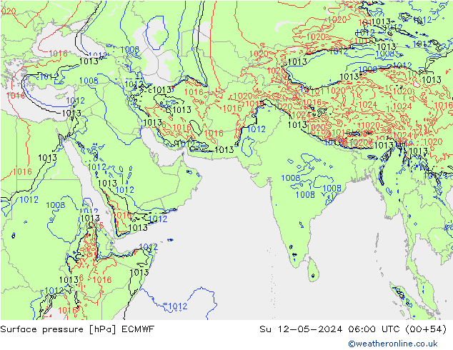 Surface pressure ECMWF Su 12.05.2024 06 UTC