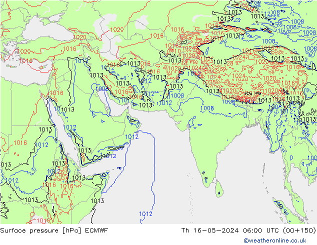 приземное давление ECMWF чт 16.05.2024 06 UTC