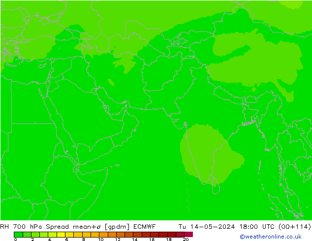 RV 700 hPa Spread ECMWF di 14.05.2024 18 UTC