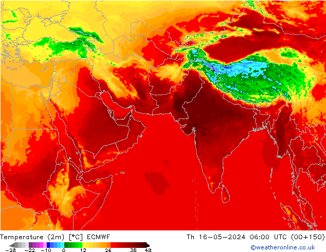 Temperaturkarte (2m) ECMWF Do 16.05.2024 06 UTC