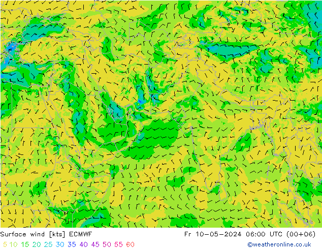 风 10 米 ECMWF 星期五 10.05.2024 06 UTC