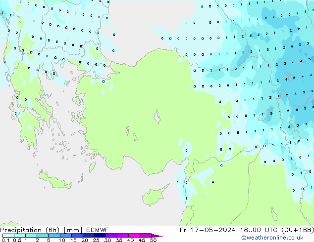 Yağış (6h) ECMWF Cu 17.05.2024 00 UTC