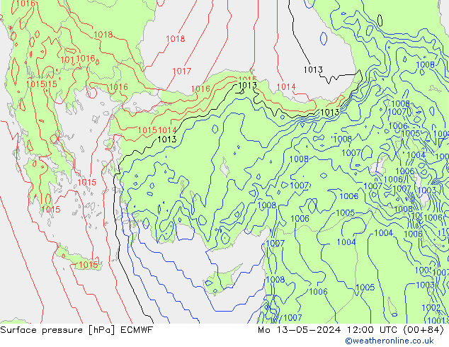 приземное давление ECMWF пн 13.05.2024 12 UTC