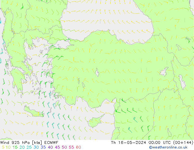 ветер 925 гПа ECMWF чт 16.05.2024 00 UTC