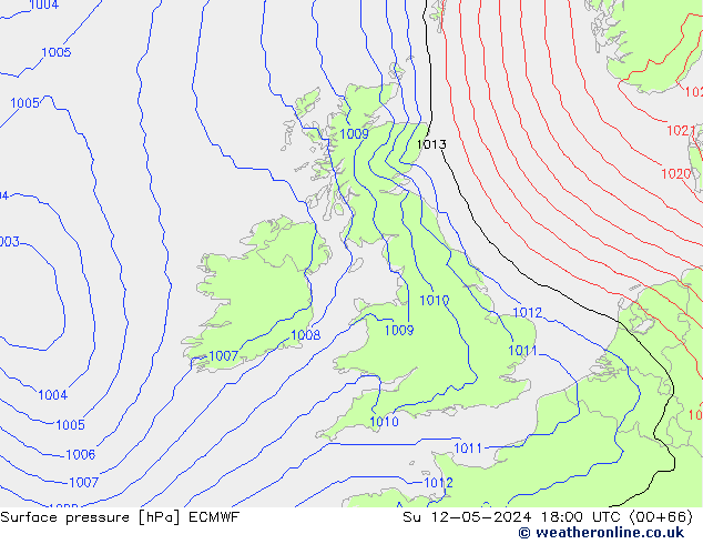 Luchtdruk (Grond) ECMWF zo 12.05.2024 18 UTC