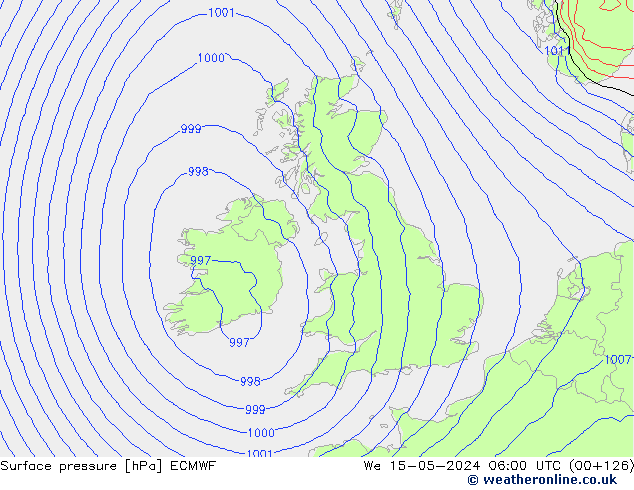 Presión superficial ECMWF mié 15.05.2024 06 UTC