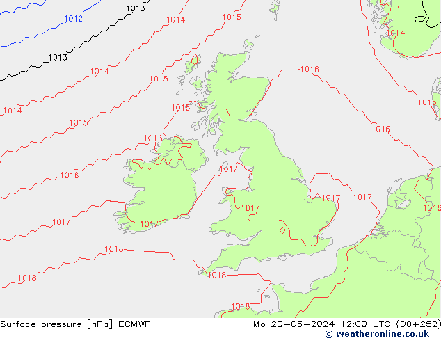 ciśnienie ECMWF pon. 20.05.2024 12 UTC