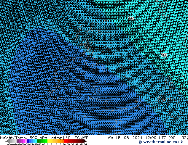 Géop./Temp. 500 hPa ECMWF mer 15.05.2024 12 UTC