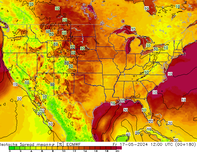 Isotachs Spread ECMWF Fr 17.05.2024 12 UTC