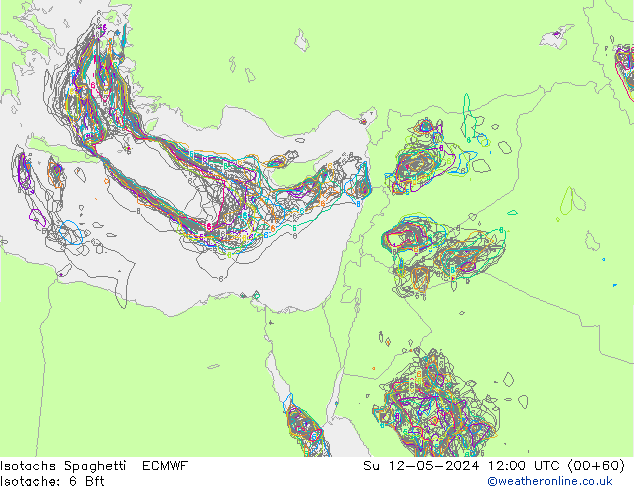 Isotachen Spaghetti ECMWF So 12.05.2024 12 UTC